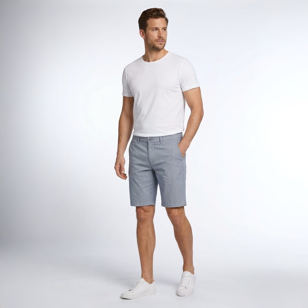 BRAX Feel Good Mens Shorts Size 40 Blue Patterned Bozen Ultralight Chino NWT